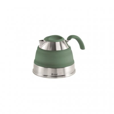 Collapsible coffee pot in silicone and stainless steel of 1.5 liters that takes up very little space among the camping equipment