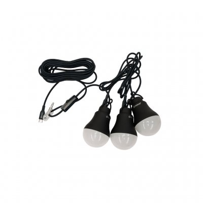 USB-/netstroom gevoede tentlamp met dimmer, geschikt om aan de muur of het plafond te hangen.