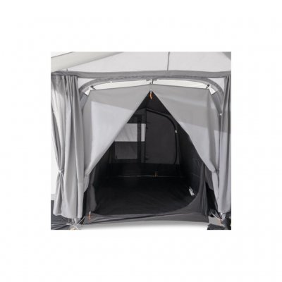 Wordt compleet geleverd met binnentent en scheidingsgordijn, ideaal voor gasten of slimme extra opbergruimte.