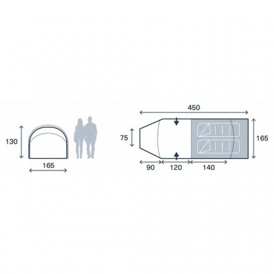 Plattegrond van de Kampa Wanderlight Tent