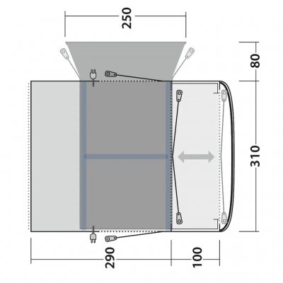 Plattegrond van de Outwell Jonesville 290SA bustent.