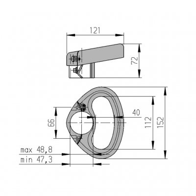 Dimensions for AL-KO Manoeuvring handle