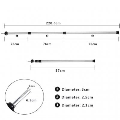 Dimensions of tarp pole