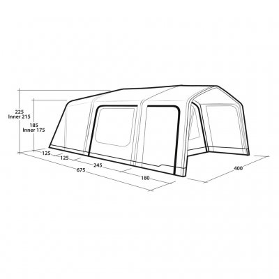 Afmetingen van de Outwell Boston 6 Air TC familietent