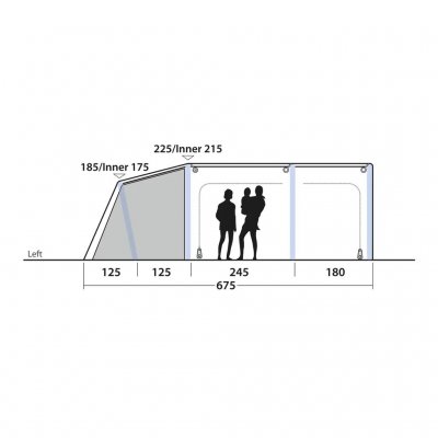 Hoogtematen voor de Outwell Boston 6 Air TC Air familietent.