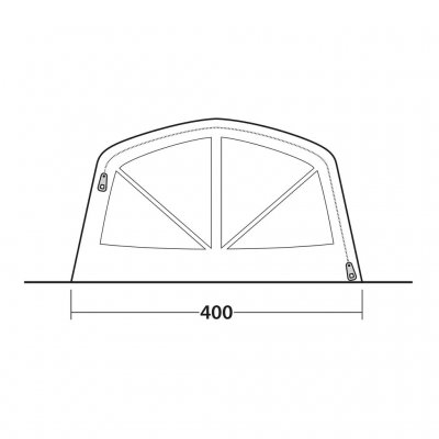 Schets voor de voorkant van de Outwell Boston 6 Air TC familietent