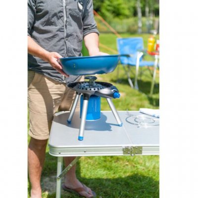 The camping grill is easy to take apart for cleaning.