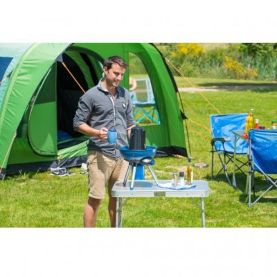 Make your morning coffee outside the tent with the grill.