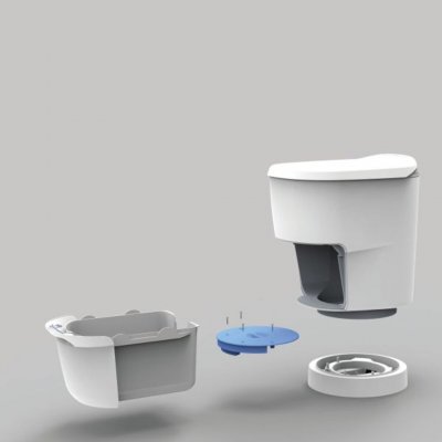 Trek de cassette eruit om het toilet te legen.
