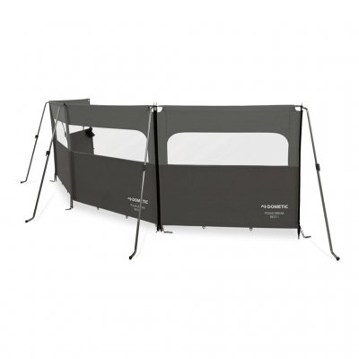 Dometic Poled Break Rest 3 windscherm voor caravan en camper met raam en dwarsligger.
