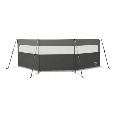 Windscherm met raam en dwarsligger, met extra hoogte en stevige stokken.