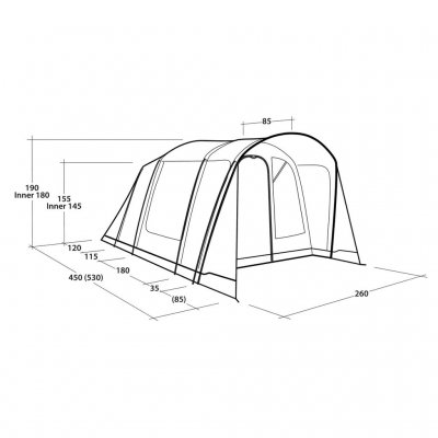 Maattekening van de familietent Outwell Durango 4