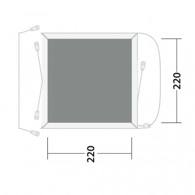 De tentmat bedekt de gehele gemeenschappelijke ruimte van de tent Outwell Daytona Air / Pine Hills