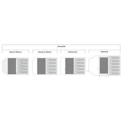 Het tapijt past op verschillende tentmodellen.