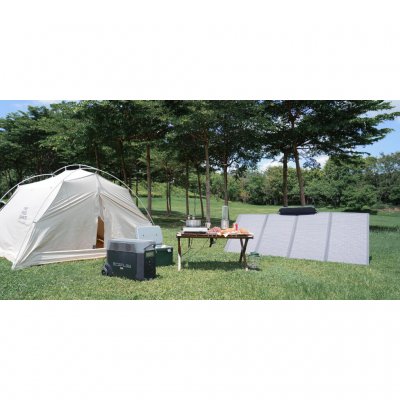 Get electricity in the tent via solar panel and battery.