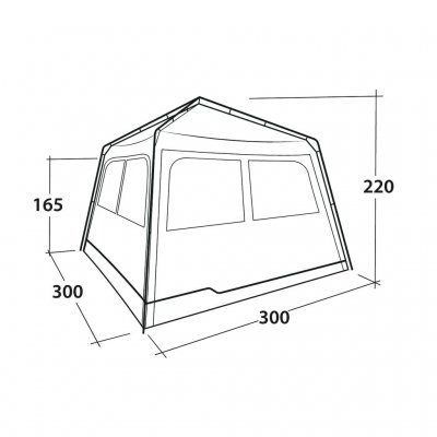 Dimensional sketch for Outwell Fastlane 300 Shelter