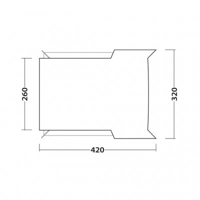 Metingen vanaf de bovenkant van het zeil Outwell Fastlane 300