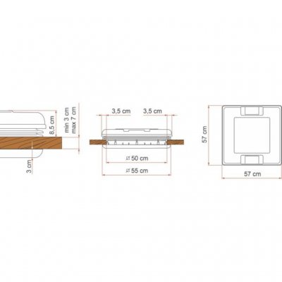 The roof hatch is suitable for holes of 50 x 50 cm.