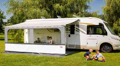Front piece with window to your Fiamma awning.
