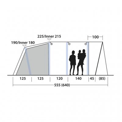 Hoogtematen voor de Outwell Florida 5 Air familietent.
