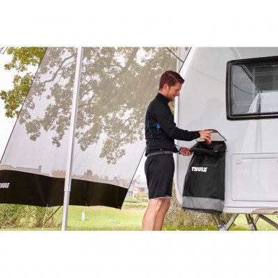 Place a bin outside on the caravan/motorhome.