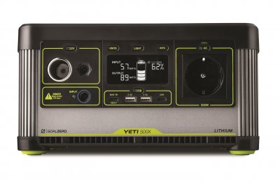 Goal Zero Yeti 500X Power Station with 230V, USB and 12V sockets for camping, cottages or outdoor activities.