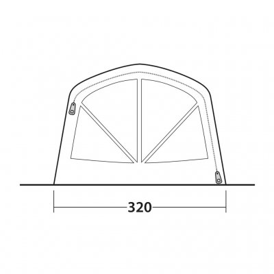 Schets voor de voorkant van de Outwell Iowa 5 Air familietent