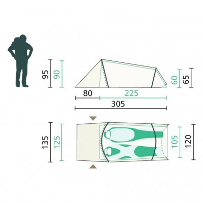 Dimensions of the Jack Wolfskin Star Tunnel II.