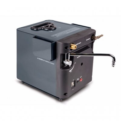 Back with water tap and connections for electricity and gas