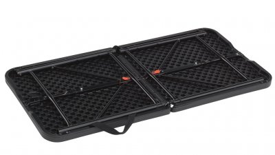 The table legs are folded into the camping table for easy storage.