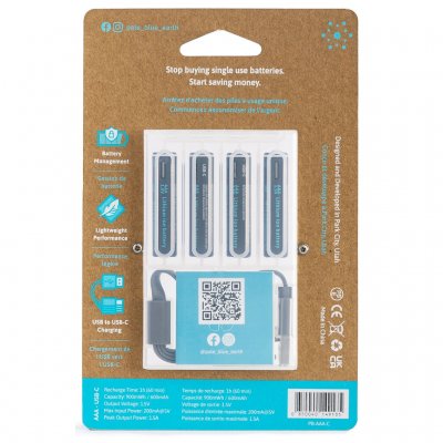 4-pack of rechargeable AAA batteries that charge via USB-C