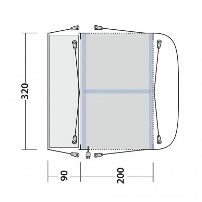 Plattegrond voor de Outwell Park PowerAir autotent