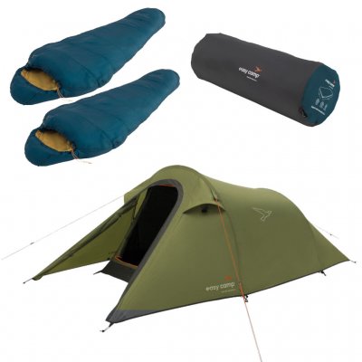 Paket med tält sovsäckar och liggunderlag för två personer. Perfekt för er som vill testa campa.