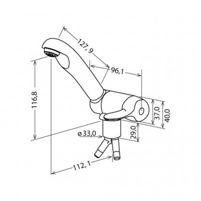 Maattekening voor Reich Keramik Style ééngreepsmengkraan.