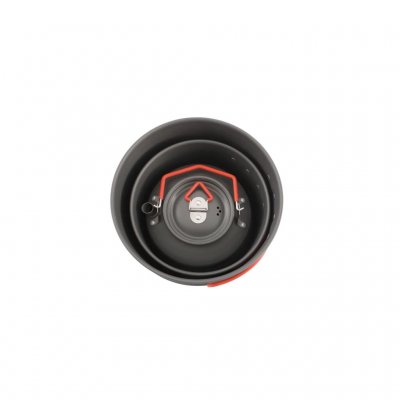 De koffieketel is ontworpen om perfect te passen bij de Robens Basecamp Pro Ceramic kookset voor compact inpakken.