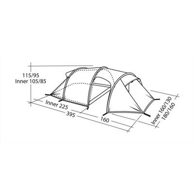 Robens Osprey 3EX måttskiss för tältet.