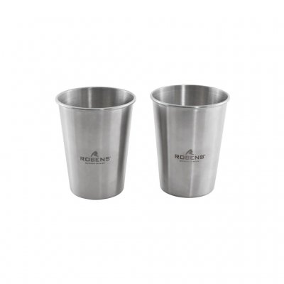 Set met 2 mokken/drinkglazen van roestvrij staal.