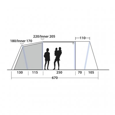 Hoogte Outwell Sacramento 6 Air