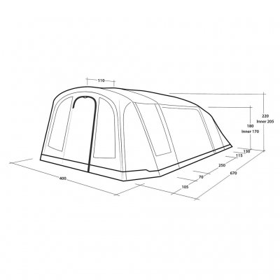 Dimensionale tekening voor Outwell Sacramento 6 Air familietent