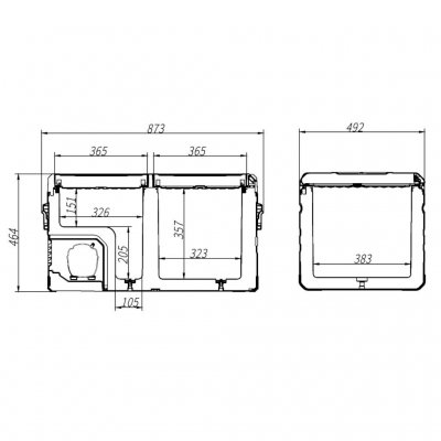 Internal dimensions of the Smart Living Cool 75 Recharge cooler.