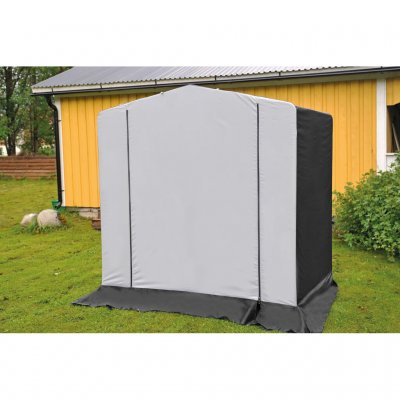 Swedish Tent storage tent with closed door.