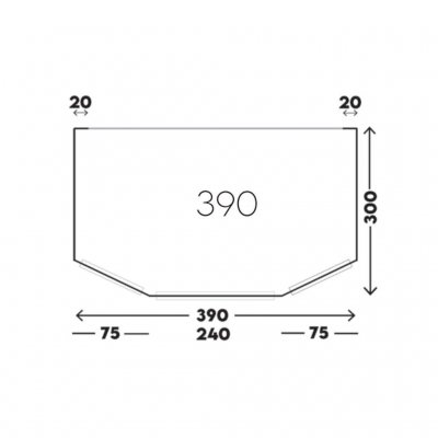 Planlösning för Telta Senic 390 förtältet.