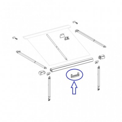 Support for arm/rafter on Thule 1200 bag awning.
