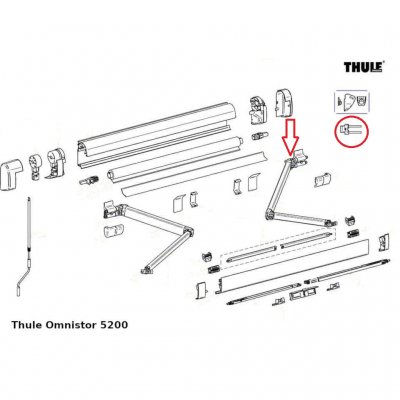 The hinge for the arm of the awning