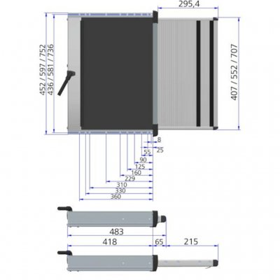Dimensions for Thule Slide-Out Step G2 12V 400.