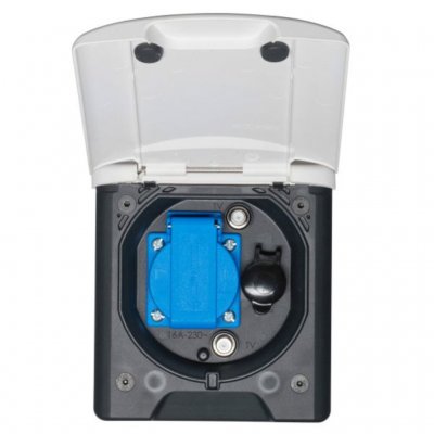 1 x 230V electrical socket, 2x TV antenna connectors, and a 12V socket