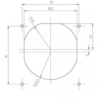 Dimensional sketch for universal socket for caravan and mobile home.