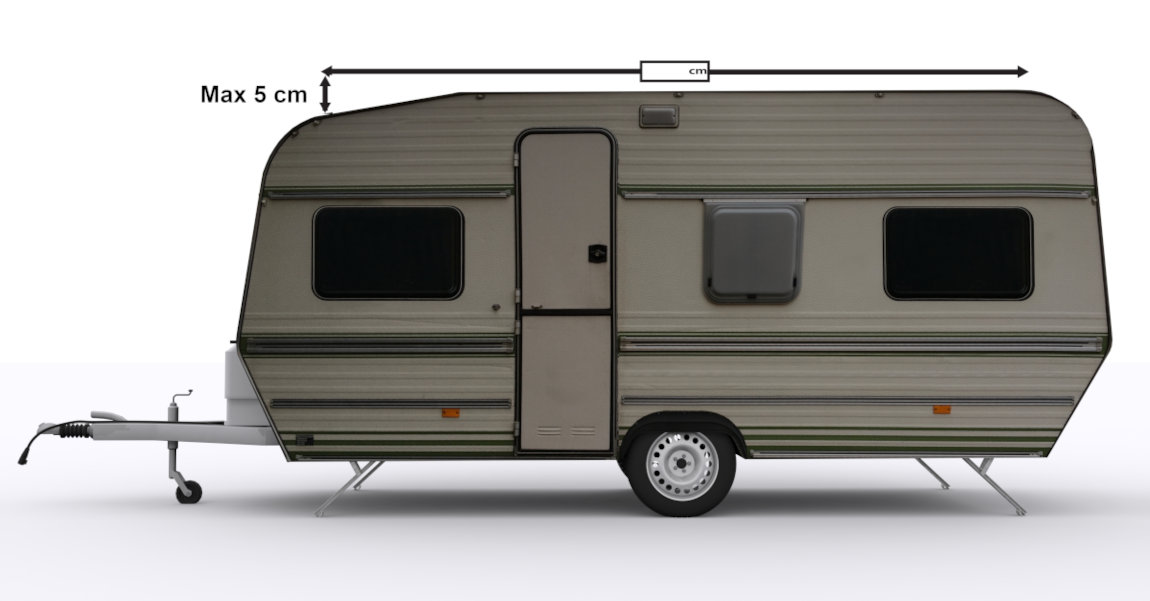Luifelmaat voor caravan met helling